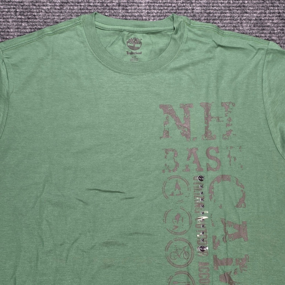 Timberland Cotton T-Shirt Men's Size M Green NH Base Camp Outdoors Travel NEW - Picture 5 of 8
